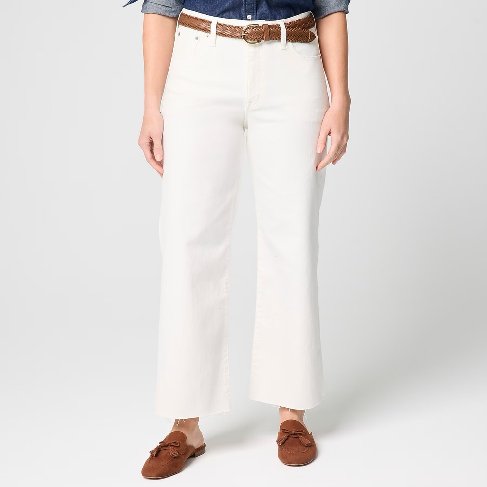 J.Crew Curvy Wide-Leg Cropped Jean All-Day Stretch Seashell White Size 34 NWT
